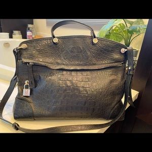 Furla Croc Embossed Piper leather handbag